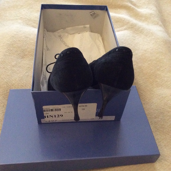 Women’s black suede high heal shoes. Lace-up. - Picture 4 of 5